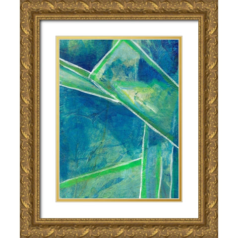 Geometric in Cool IV Gold Ornate Wood Framed Art Print with Double Matting by Combs, Joyce