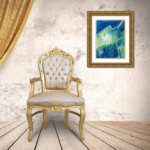 Geometric in Cool V Gold Ornate Wood Framed Art Print with Double Matting by Combs, Joyce