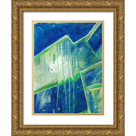 Geometric in Cool V Gold Ornate Wood Framed Art Print with Double Matting by Combs, Joyce