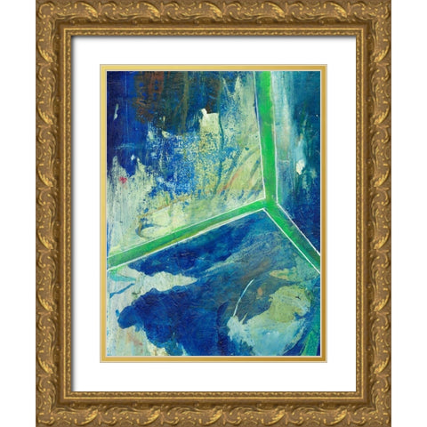 Geometric in Cool VI Gold Ornate Wood Framed Art Print with Double Matting by Combs, Joyce