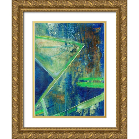 Geometric in Cool VII Gold Ornate Wood Framed Art Print with Double Matting by Combs, Joyce