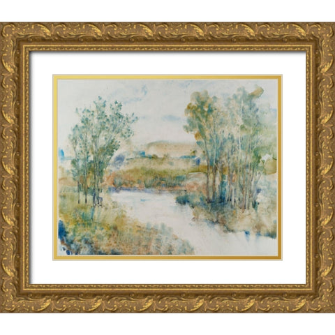 Trees on the Creek I Gold Ornate Wood Framed Art Print with Double Matting by OToole, Tim