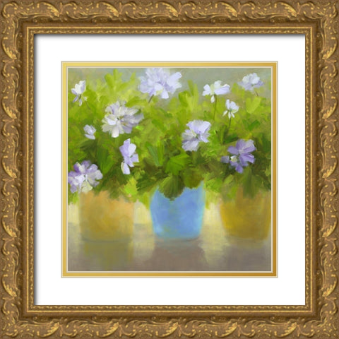 Geraniums IV Gold Ornate Wood Framed Art Print with Double Matting by Finch, Sheila