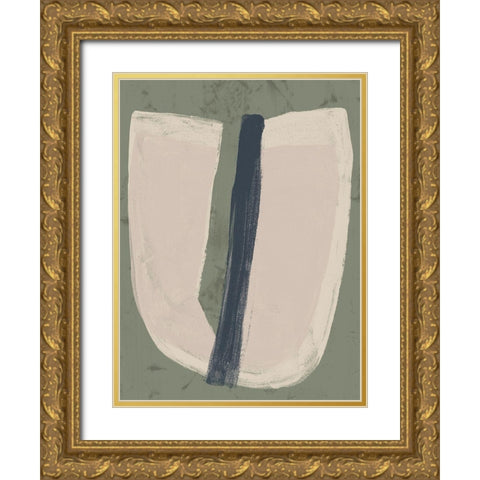 Paper Slice III Gold Ornate Wood Framed Art Print with Double Matting by Vess, June Erica