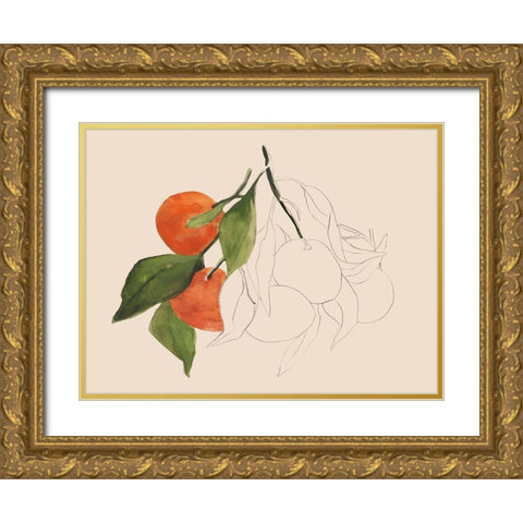Tangerine Sketch II Gold Ornate Wood Framed Art Print with Double Matting by Warren, Annie