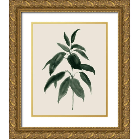 Soft Greenery II Gold Ornate Wood Framed Art Print with Double Matting by Popp, Grace