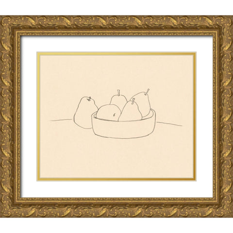 Fruit Line Drawing II Gold Ornate Wood Framed Art Print with Double Matting by Barnes, Victoria
