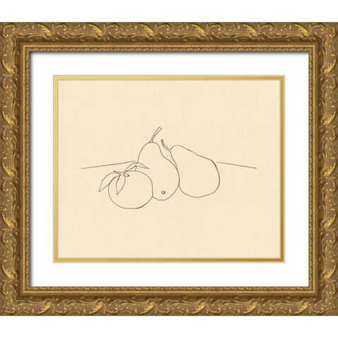Fruit Line Drawing IV Gold Ornate Wood Framed Art Print with Double Matting by Barnes, Victoria