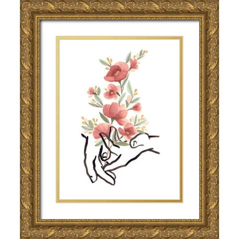 Hands and Flowers II Gold Ornate Wood Framed Art Print with Double Matting by Vess, June Erica