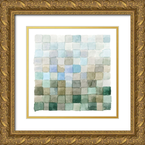 Aquatic Grid I Gold Ornate Wood Framed Art Print with Double Matting by Caroline, Emma