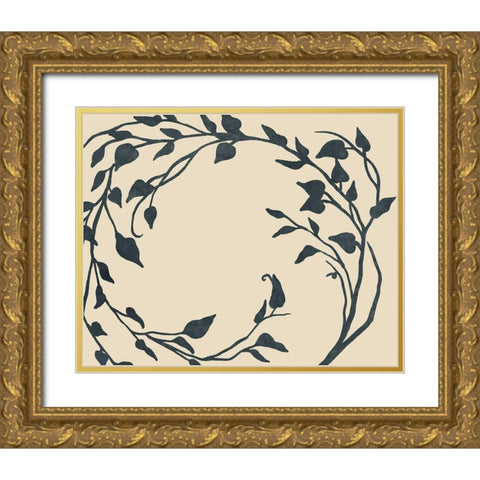Tendril Swirl I Gold Ornate Wood Framed Art Print with Double Matting by Vess, June Erica