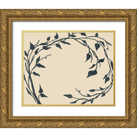 Tendril Swirl II Gold Ornate Wood Framed Art Print with Double Matting by Vess, June Erica