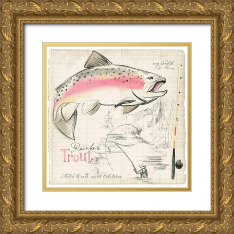 Trout Journal I Gold Ornate Wood Framed Art Print with Double Matting by Parker, Jennifer Paxton