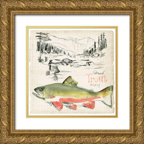 Trout Journal II Gold Ornate Wood Framed Art Print with Double Matting by Parker, Jennifer Paxton