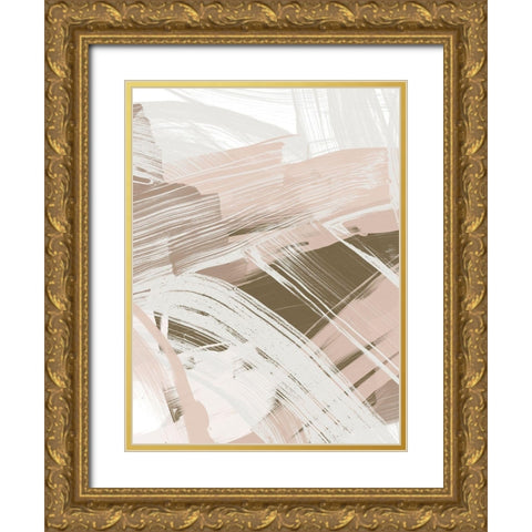 Earthtone Swipe I Gold Ornate Wood Framed Art Print with Double Matting by Vess, June Erica