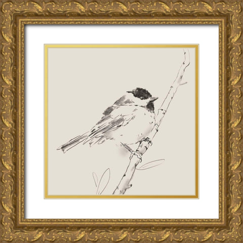 Black Capped Chickadee I Gold Ornate Wood Framed Art Print with Double Matting by Green, Jacob