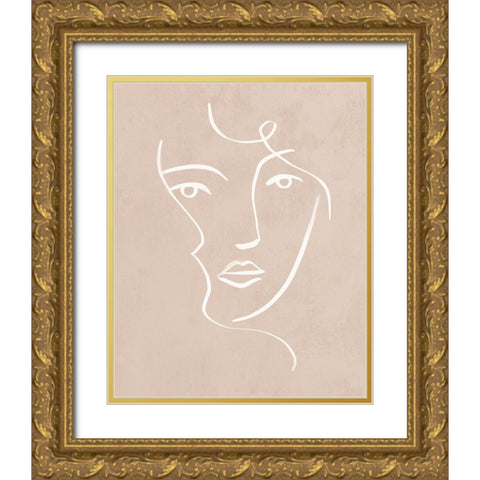 Curly Face I Gold Ornate Wood Framed Art Print with Double Matting by Barnes, Victoria