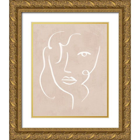 Curly Face II Gold Ornate Wood Framed Art Print with Double Matting by Barnes, Victoria