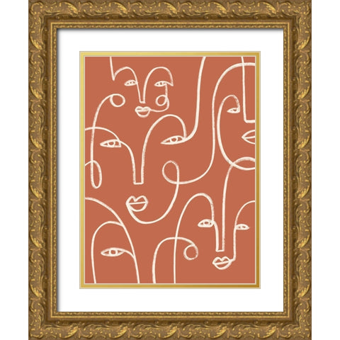 Connected Expressions I Gold Ornate Wood Framed Art Print with Double Matting by Barnes, Victoria
