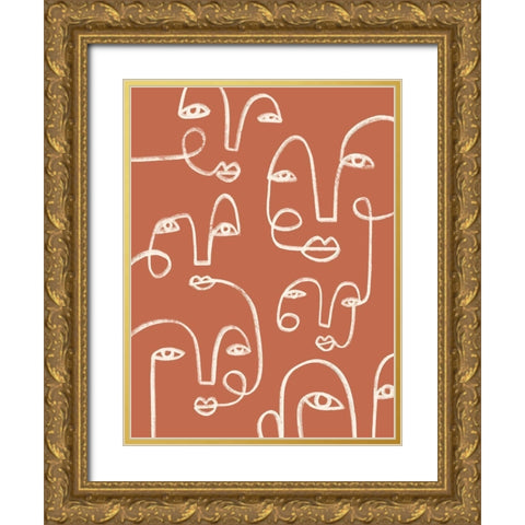 Connected Expressions II Gold Ornate Wood Framed Art Print with Double Matting by Barnes, Victoria