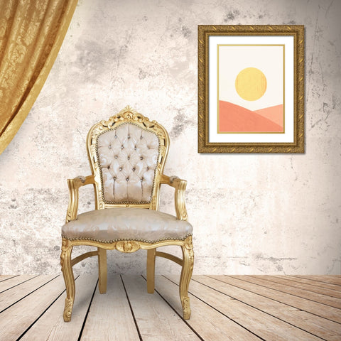 Simple Boho Sun I Gold Ornate Wood Framed Art Print with Double Matting by Caroline, Emma