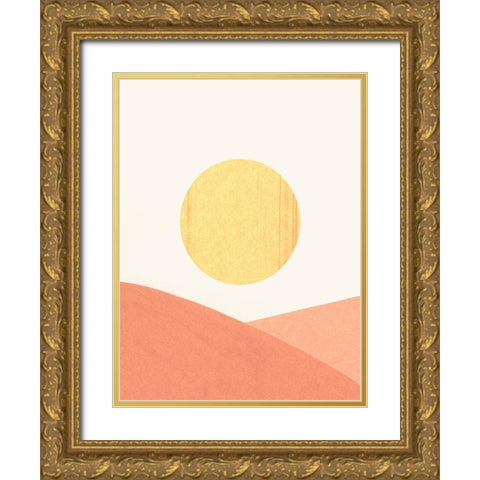 Simple Boho Sun I Gold Ornate Wood Framed Art Print with Double Matting by Caroline, Emma