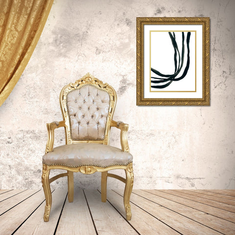 Onyx Ribbon I Gold Ornate Wood Framed Art Print with Double Matting by Vess, June Erica