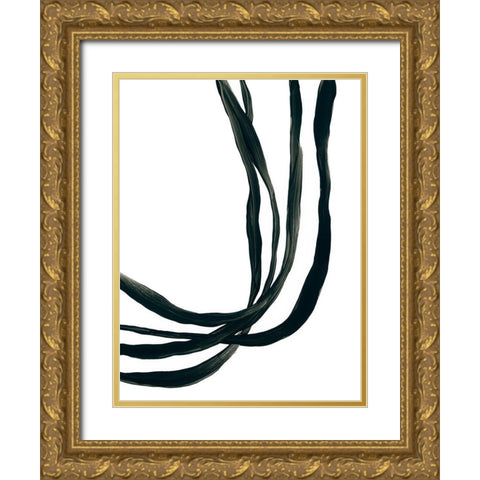 Onyx Ribbon I Gold Ornate Wood Framed Art Print with Double Matting by Vess, June Erica