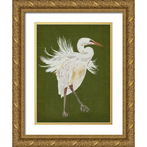 Heron Plumage I Gold Ornate Wood Framed Art Print with Double Matting by Wang, Melissa