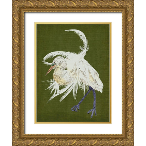 Heron Plumage II Gold Ornate Wood Framed Art Print with Double Matting by Wang, Melissa