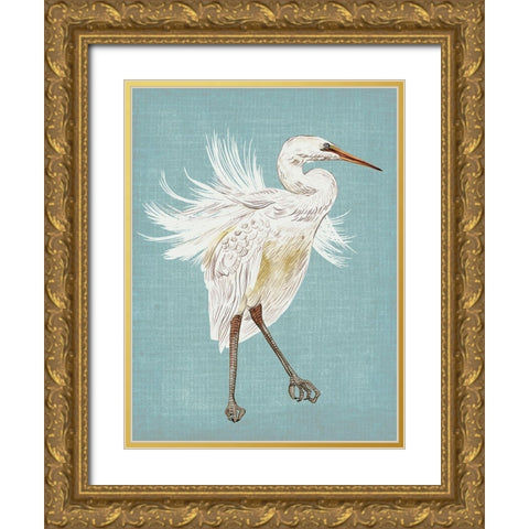 Heron Plumage III Gold Ornate Wood Framed Art Print with Double Matting by Wang, Melissa