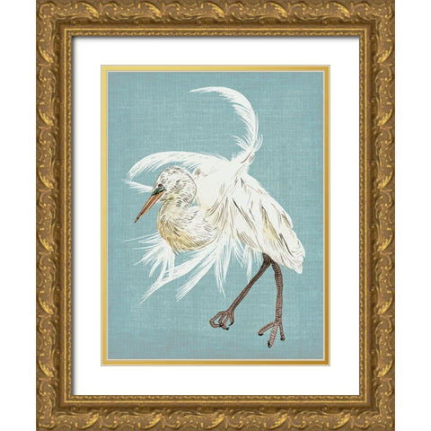 Heron Plumage IV Gold Ornate Wood Framed Art Print with Double Matting by Wang, Melissa