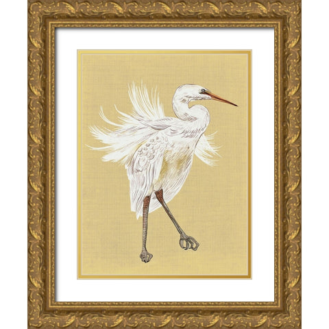 Heron Plumage V Gold Ornate Wood Framed Art Print with Double Matting by Wang, Melissa
