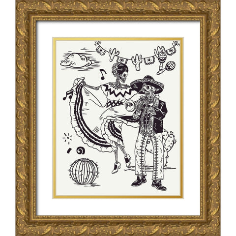 Day of the Dead Parade I Gold Ornate Wood Framed Art Print with Double Matting by Wang, Melissa