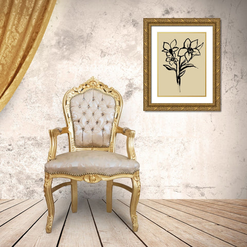 Inkwash Floral I Gold Ornate Wood Framed Art Print with Double Matting by Vess, June Erica