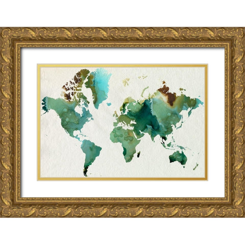 Inky World Gold Ornate Wood Framed Art Print with Double Matting by Popp, Grace