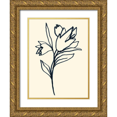 Floral Marker I Gold Ornate Wood Framed Art Print with Double Matting by Vess, June Erica