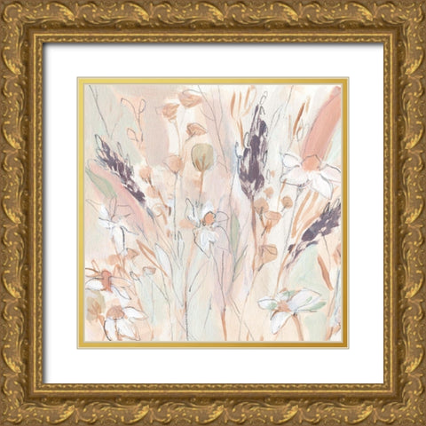 Lavender Flower Field II Gold Ornate Wood Framed Art Print with Double Matting by Warren, Annie