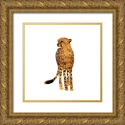 Golden Cheetah III Gold Ornate Wood Framed Art Print with Double Matting by Warren, Annie