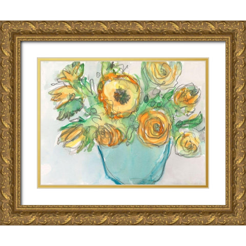 Spring Floral Accent II Gold Ornate Wood Framed Art Print with Double Matting by Dixon, Samuel