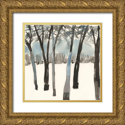 Winter Treeline II Gold Ornate Wood Framed Art Print with Double Matting by Dixon, Samuel