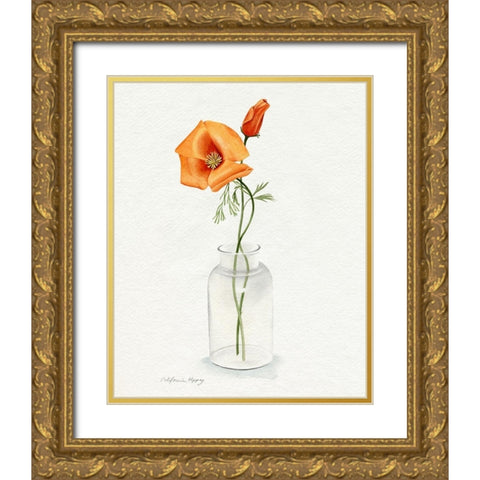 California Poppy Vase I Gold Ornate Wood Framed Art Print with Double Matting by Popp, Grace