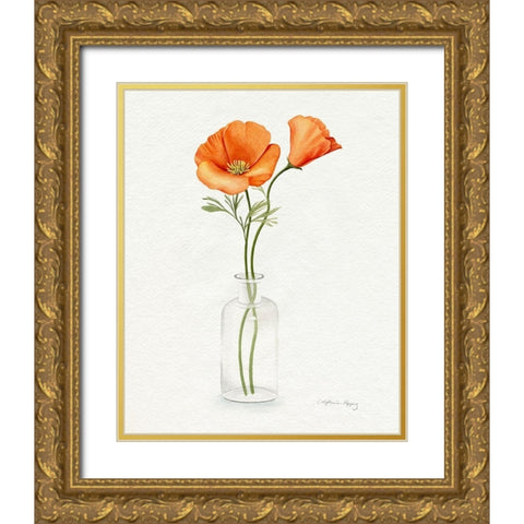 California Poppy Vase II Gold Ornate Wood Framed Art Print with Double Matting by Popp, Grace