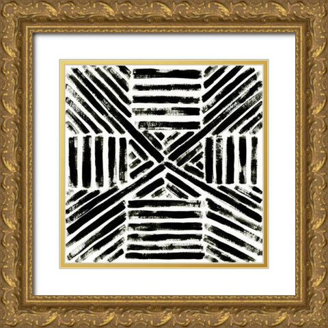 Concentric Ink III Gold Ornate Wood Framed Art Print with Double Matting by Vess, June Erica
