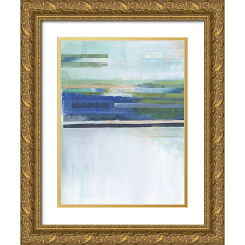 Blue Lapis Waterfall I Gold Ornate Wood Framed Art Print with Double Matting by Evans, Brittany
