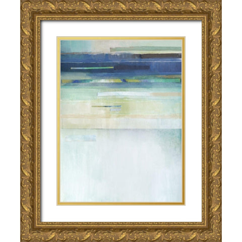 Blue Lapis Waterfall II Gold Ornate Wood Framed Art Print with Double Matting by Evans, Brittany