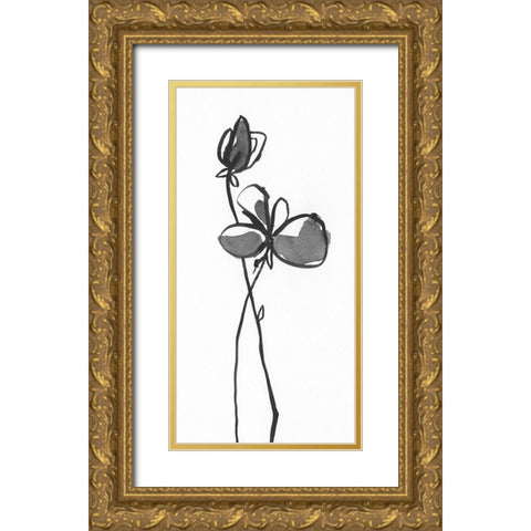 Uncomplicated Stems I Gold Ornate Wood Framed Art Print with Double Matting by Moore, Regina
