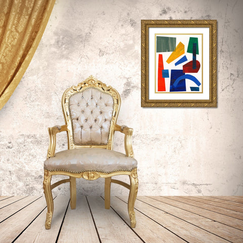 Colorful Shapes I Gold Ornate Wood Framed Art Print with Double Matting by Moore, Regina