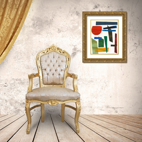 Colorful Shapes II Gold Ornate Wood Framed Art Print with Double Matting by Moore, Regina