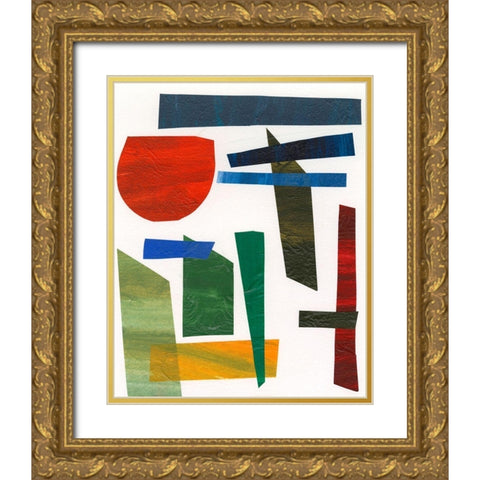 Colorful Shapes II Gold Ornate Wood Framed Art Print with Double Matting by Moore, Regina